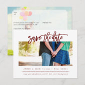 PixDezines Bourgondië Modern Borstelschrift Aankondigingskaart (Voorkant / Achterkant)