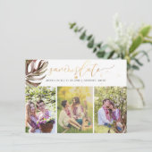 PixDezines Bourgondië Monstera Faux Gold Save The Date (Staand voorkant)