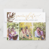 PixDezines Bourgondië Monstera Faux Gold Save The Date (Voorkant)