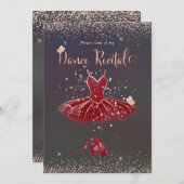 PixDezines Bourgondië Tutu Vlinders Dansrecital Kaart (Voorkant / Achterkant)