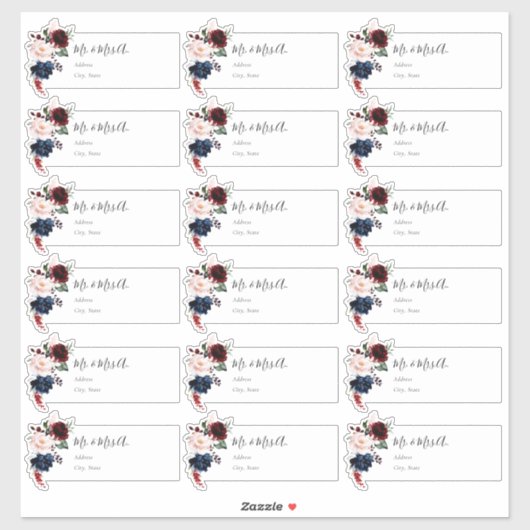 PixDezines Bourgondische Rozen Individueel gastlab Sticker (Vel)