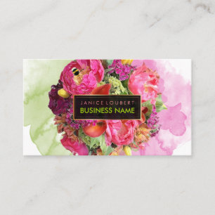 PixDezines bridal bouquet/waterverf/floral Visitekaartje