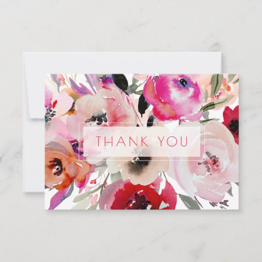 PixDezines Bridal Shower Watercolor Summer Floral Bedankkaart (Voorkant)