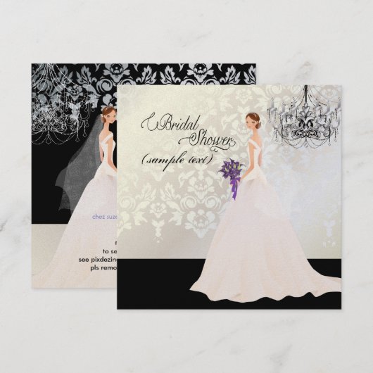 PixDezines Bride 2 B+paarse calla Kaart (Voorkant / Achterkant)