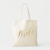 PixDezines Bride/Faux Gold Script Tote Bag (Voorkant)