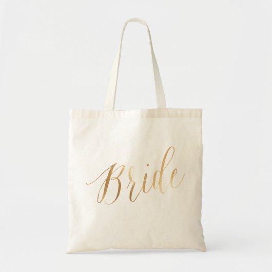 PixDezines Bride/Faux Gold Script Tote Bag (Voorkant)