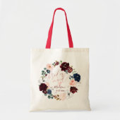 PixDezines Bridesmaid Blush Burgundy Navy Flowers Tote Bag (Voorkant)