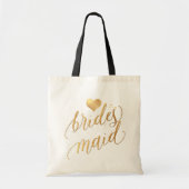PixDezines Bridesmaid/Faux Gold Script Tote Bag (Voorkant)