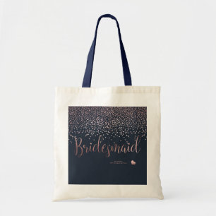 PIXDEZINES BRIDESMAID FAUX ROOS GOLD CONFETTI TOTE BAG