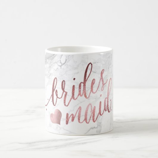 PixDezines Bridesmaid/Faux Roos Gold/modern script Koffiemok (Center)