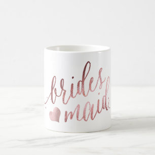 PixDezines Bridesmaid/Faux Roos Gold/modern script Koffiemok