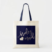 PixDezines Bridesmaid/Faux Silver Script Tote Bag (Voorkant)