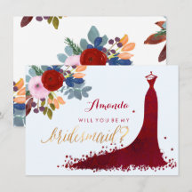 PixDezines Bridesmaid/Floral/Waterverf/Red