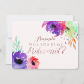 PixDezines Bridesmaid/Floral/Waterverf/Rozen Kaart (Voorkant)