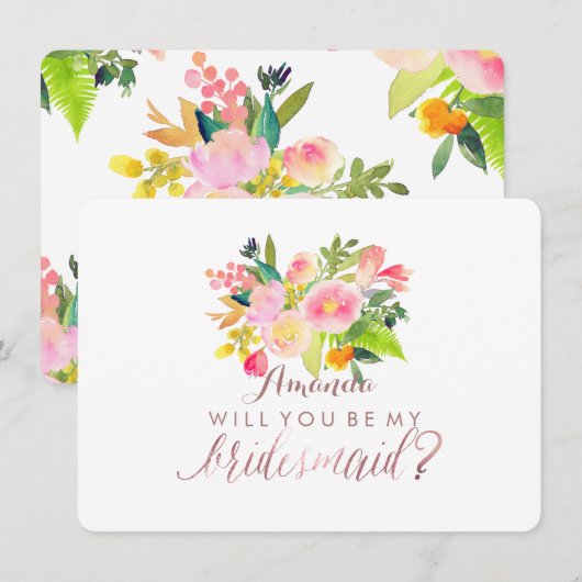 PixDezines Bridesmaid/Floral/Waterverf/Spring Kaart (Voorkant / Achterkant)