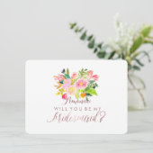 PixDezines Bridesmaid/Floral/Waterverf/Spring Kaart (Staand voorkant)