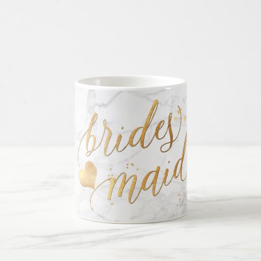 PixDezines Bridesmaid Marble+Faux Gold/Script Koffiemok (Center)