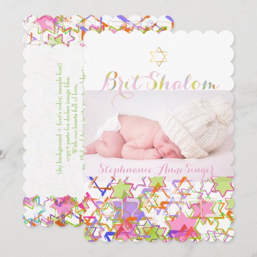 PixDezines brit shalom/grunge sterren van David/fo Kaart (Voorkant / Achterkant)