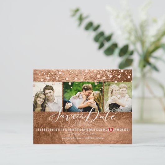 PixDezines brons/faux folie/foto's opslaan van de Aankondigingskaart (Staand voorkant)