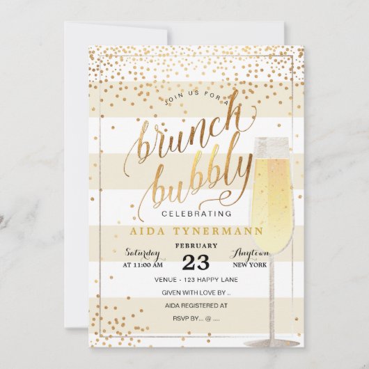 PixDezines Bruch+Bubble Faux Gold Confetti Kaart (Voorkant)