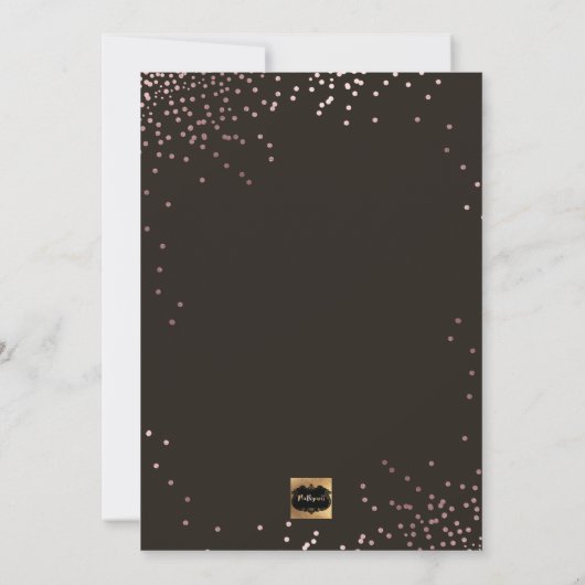PixDezines Bruch+Bubble Faux Roos Gold Confetti Kaart (Achterkant)