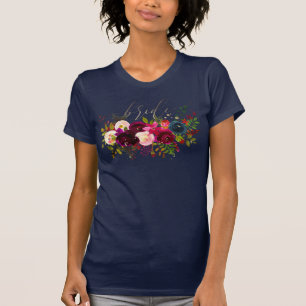 PixDezines Bruid/Blush+Bordeaux Bloemen T-shirt