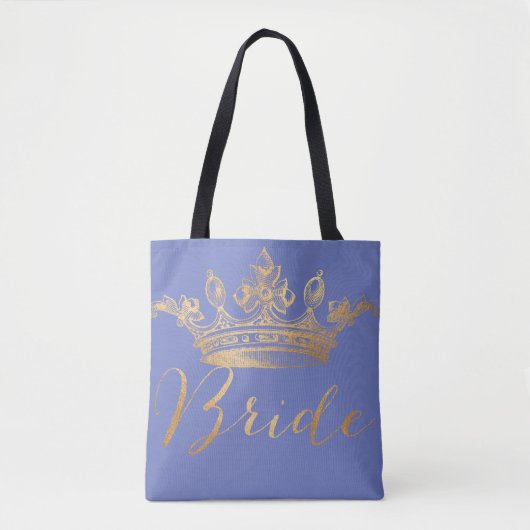 PixDezines Bruid/Kroon/Faux Goud/DIY Kleur Tote Bag (Voorkant)