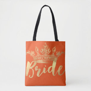 PixDezines Bruid/Kroon/Faux Goud/DIY Kleur Tote Bag