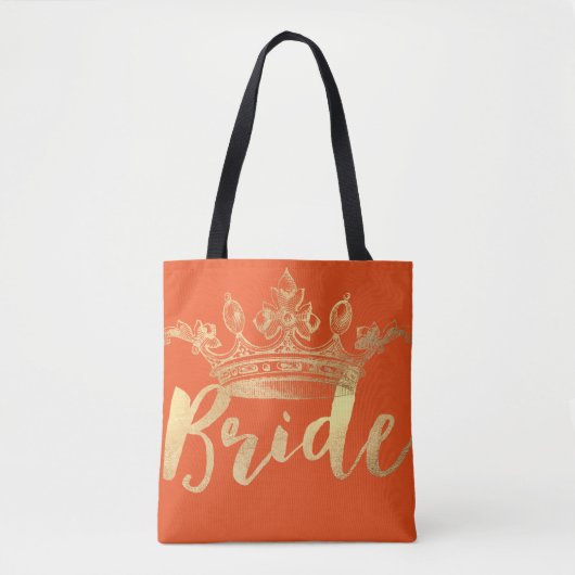 PixDezines Bruid/Kroon/Faux Goud/DIY Kleur Tote Bag (Voorkant)