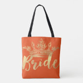 PixDezines Bruid/Kroon/Faux Goud/DIY Kleur Tote Bag (Achterkant)