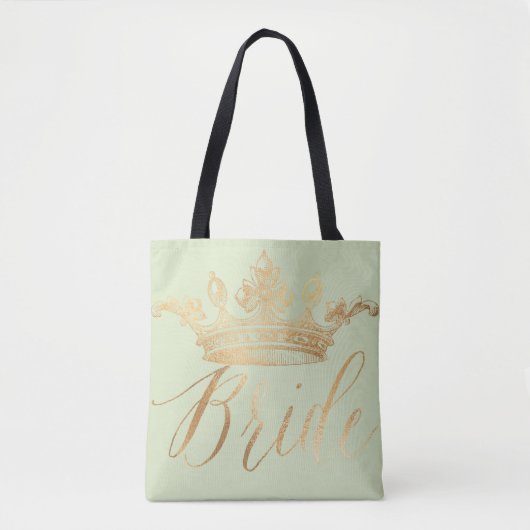 PixDezines Bruid/Kroon/Faux Goud/DIY Kleur Tote Bag (Voorkant)