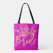 PixDezines Bruid/Kroon/Faux Goud/DIY Kleur Tote Bag (Achterkant)