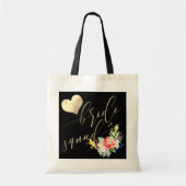 PixDezines Bruid Squad|Bloemen|Faux Gold Script Tote Bag (Voorkant)