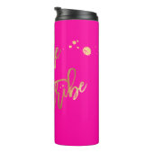 PixDezines Bruid Tribe Faux Gold Modern Script Thermosbeker (Geroteerd rechts)