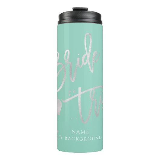 PixDezines Bruid Tribe Platinum Modern Script Thermosbeker (Voorkant)