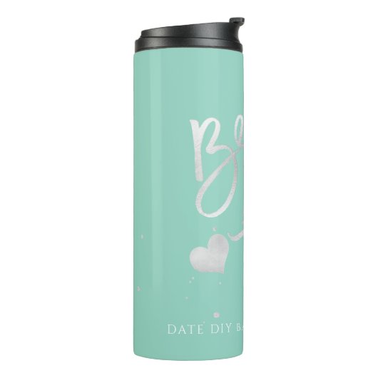 PixDezines Bruid Tribe Platinum Modern Script Thermosbeker (Gedraaid links)