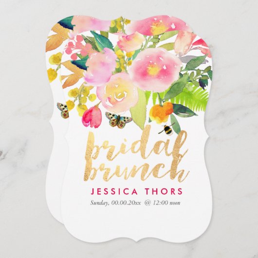 PixDezines Bruids Brunch Bloemen Waterverf Kaart (Voorkant / Achterkant)