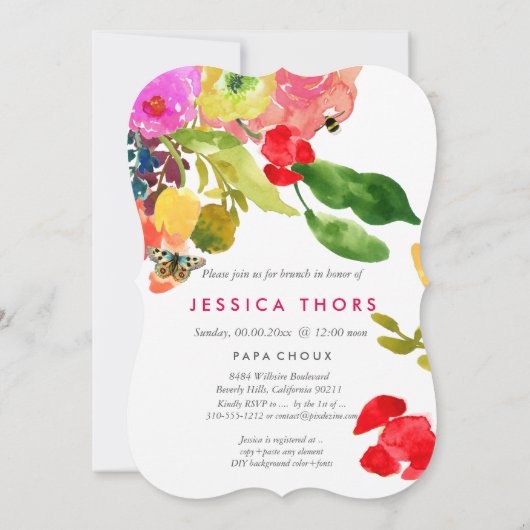 PixDezines Bruids Brunch Ranunculus/DIY Achtergron Kaart (Achterkant)