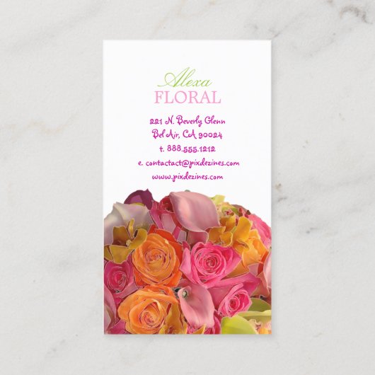 PixDezines Bruidsboeket, bloemisten/doe-het-zelf k Visitekaartje (Achterkant)