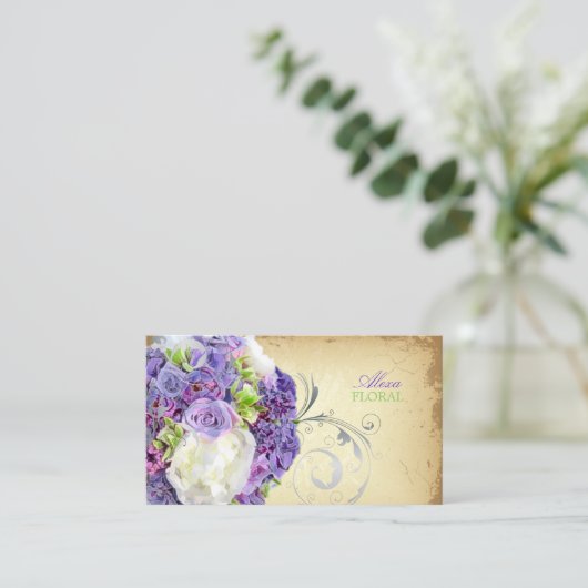 PixDezines bruidsboeket, bloemisten/doe kleuren Visitekaartje (Staand voorkant)