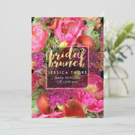 PixDezines Bruidsbrunch Pioenen/Calla Lily Kaart (Staand voorkant)