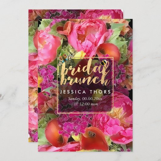 PixDezines Bruidsbrunch Pioenen/Calla Lily Kaart (Voorkant / Achterkant)