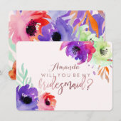 PixDezines Bruidsmeisje/Bloemen/Waterverf/Rozen Kaart (Voorkant / Achterkant)