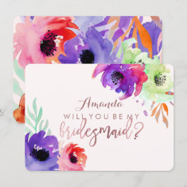 PixDezines Bruidsmeisje/Bloemen/Waterverf/Rozen Kaart
