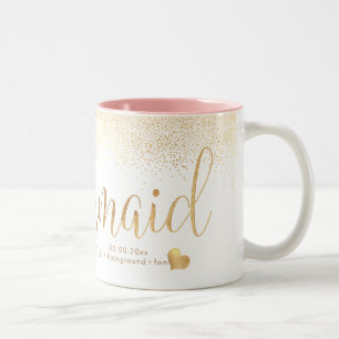 PixDezines Bruidsmeisje/Faux Gold Confetti Tweekleurige Koffiemok