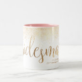 PixDezines Bruidsmeisje/Faux Gold Confetti Tweekleurige Koffiemok (Center)