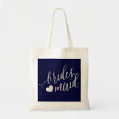 PixDezines Bruidsmeisje/Faux Zilver Script Tote Bag (Voorkant)