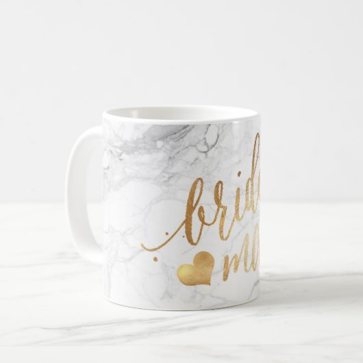 PixDezines Bruidsmeisje|Marmer Faux Gold Script Koffiemok (Voorkant links)
