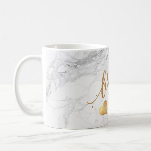 PixDezines Bruidsmeisje|Marmer Faux Gold Script Koffiemok (Links)