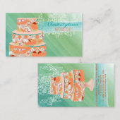 PixDezines bruidstaart/waterverf effecten Visitekaartje (Voorkant / Achterkant)